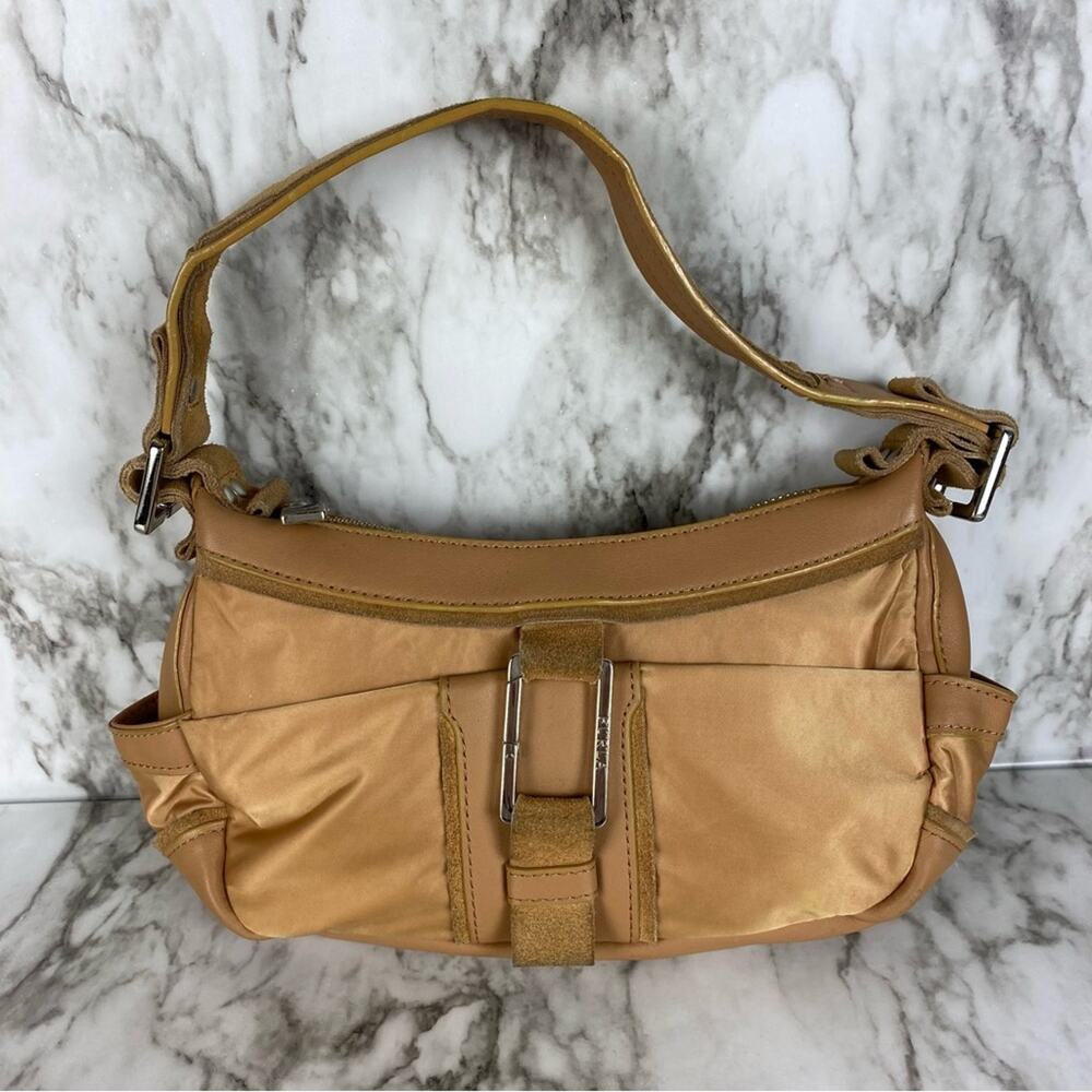 FURLA Tan Suede Leather & Nylon Designer Bag